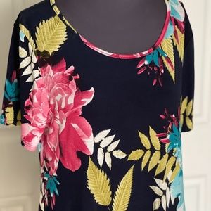 Large Navy Dress with bright flowers